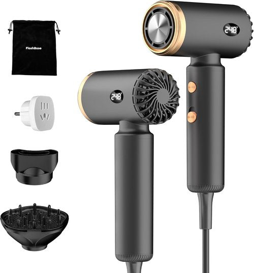 Skiennix Travel Hair Dryer - Dual Voltage Mini Ionic Blow Dryer for Fast Drying | Compact & Lightweight (Black)