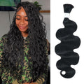 Body Wave Bulk Human Hair For Braiding No Weft Boho Braids Human Hair Brading Hair Extensions 100g One Bundle Wet and Wavy Human Braiding Hair For Boho Braids Natural Black(16inch, Natural Black)