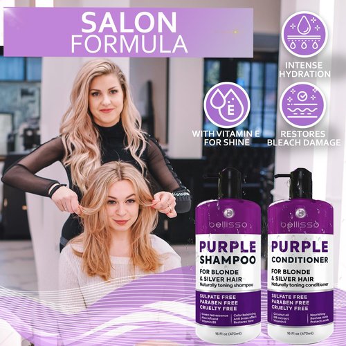 Skiennix Purple Shampoo and Conditioner Set - Sulfate & Paraben Free Toner for Platinum Blonde & Grey Hair | 2 x 16 fl oz
