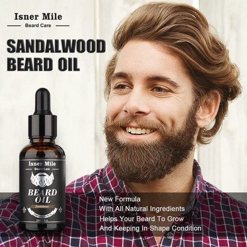 Isner Mile Beard Grooming Kit for Men Care: with Beard Wash - Oil - Balm - Brush - Comb & Straight Razor, Mens Birthday Christmas Stocking Stuffers Valentines Day Gifts for Him Boyfriend Dad Husband
