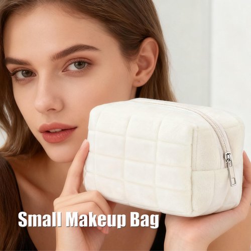 HABUAETY Makeup Cosmetic Bag Small Checkered Pouch Make Up Purse Bag Y2k Accessories
