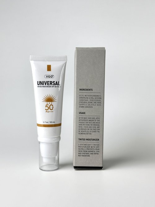 VGO Tinted Sunscreen for Face SPF 50, Hydrating Sun Essence Leaves No Sticky Feeling Travel Size Sunscreen Against UVA and UVB Rays 50ml / 1.7oz