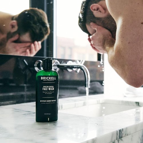 Brickell Men's Purifying Charcoal Face Wash - Natural & Organic Daily Cleanser, 8 Ounce