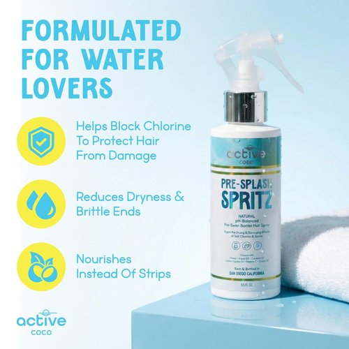 Skiennix Pre-Swim Hair Protection Spray - Chlorine & Salt Water Defense - Coconut Oil & Aloe Vera Formula for Color-Treated Hair - Made in USA