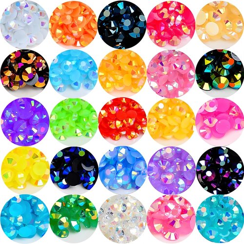 Flatback Rhinestones Round Gems for Nails Art and Crafts 620Pcs SS30 6mm AB Crystals Glitter Stone DIY Bags Clothes Shoes (Transparent White AB)