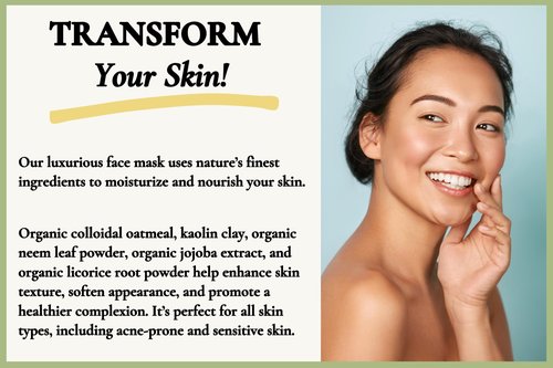 Goldcrest Naturals Moisturizing Face Mask For Dry Skin - Organic & Natural Skincare With Neem & Clay - Hydrates & Softens Skin - 100% Plant-Based, Cruelty-Free, Preservative-Free, & Eco-Friendly, 7 oz