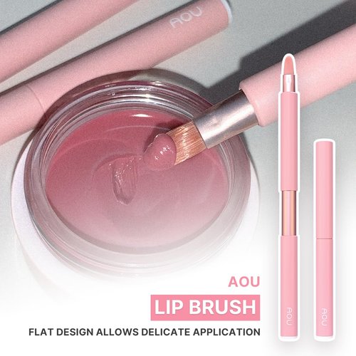 AOU LIP BRUSH Compact & Retractable Design for Easy Carry with Cruelty-Free Soft Brush, Valentine's Day Gifts for Woman