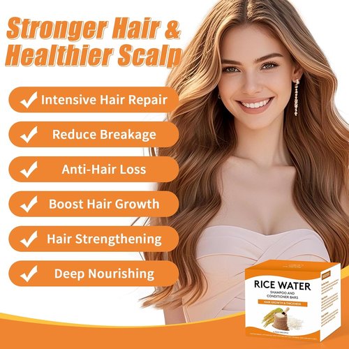 Skiennix Rice Water Shampoo & Conditioner Bar - Ginger Formula for Hair Growth | PH Balanced, Paraben & Silicone Free