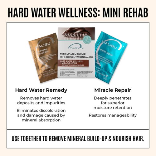 Malibu C Mini Rehab Hard Water Wellness | 2 Nourishing Remedy Packets for Healthy Hair