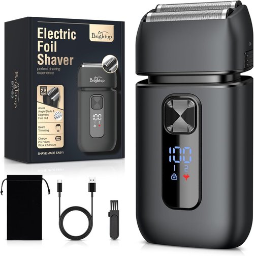 Brightup Electric Foil Shaver for Men - Smooth, Close Shaving with Pop-Up Trimmer | Wet/Dry, Waterproof, LED Display