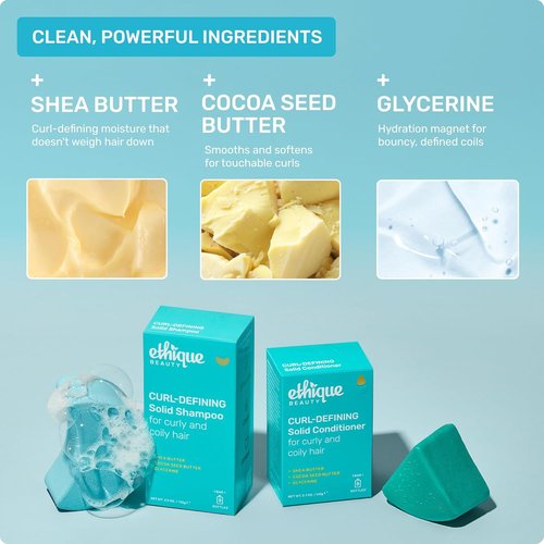 Ethique Curl-Defining Shampoo Bar - Shea Butter, Plastic-Free & Vegan, 3.88 oz | Professor Curl