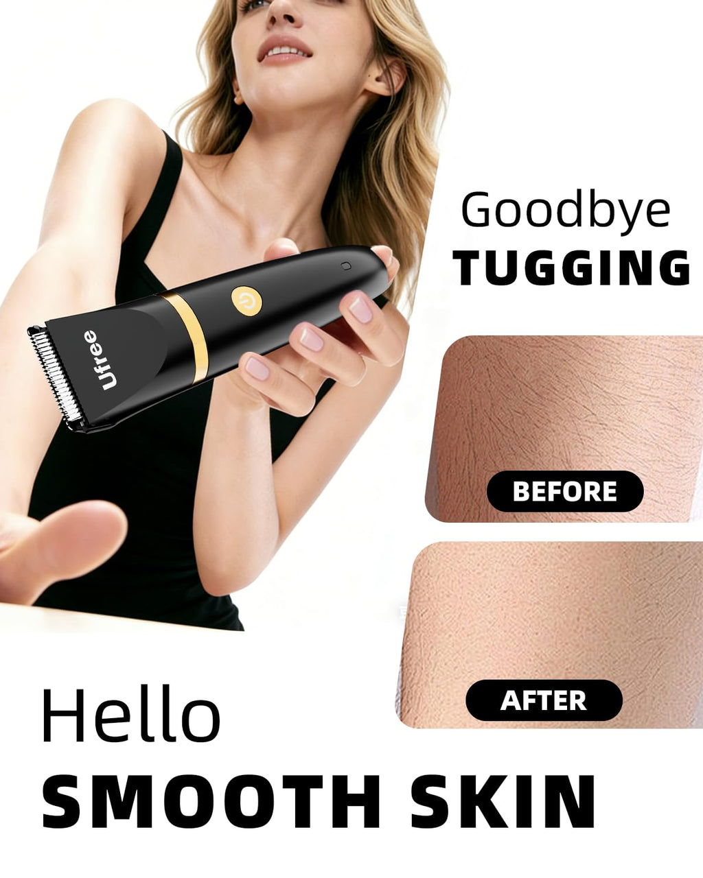 Ufree Bikini Trimmer - Electric Razor for Women | Rechargeable & Waterproof Body Hair Shaver - Black