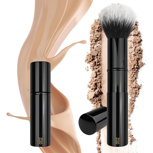 JILIER Retractable Kabuki Brush for Cream and Powder Face Makeup, Travel Makeup Brush Set, Perfect for Bronzer, Blush, and Other Face Makeup, make up brushes for women Cruelty-Free
