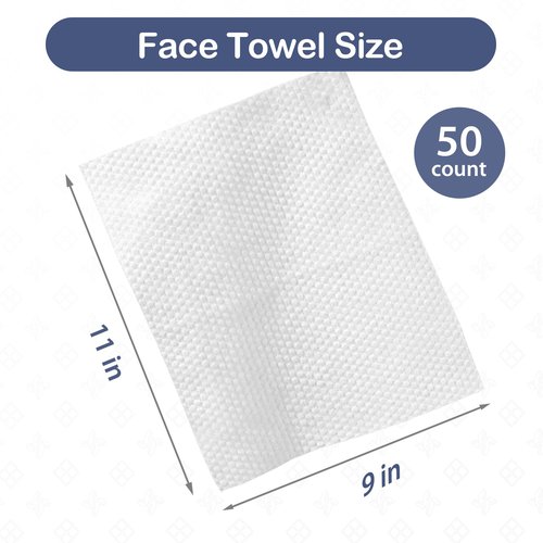Ourmed Life Face Towels, 11"×9" Disposable Face Towel – Ultra-Soft, Thickened Facial Towelettes, Lint-Free Dry Wipes for Sensitive Skin, Ideal for Makeup Removal & Skincare (50 Count, 1 Pack)