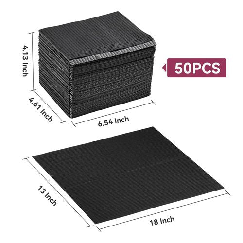 Makartt Disposable Nail Mats: 50Pcs Foldable Nail Paper Towels for Table Acrylic Practice Sheet 3 Ply Waterproof Nail Art Table Mats Clean Pads for Salon Manicure Tattoo Black