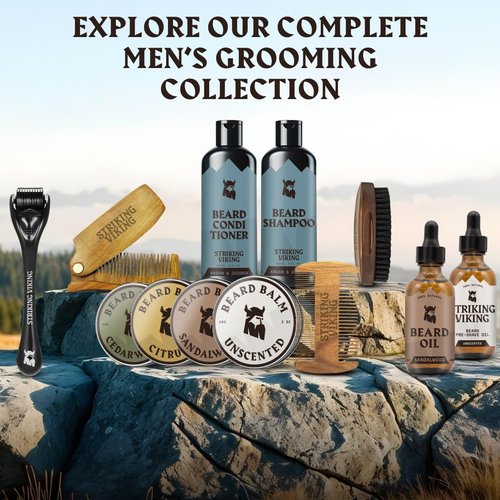 Striking Viking Beard Shampoo and Conditioner Set – 4 Fl Oz Each, Fresh Masculine Scent - Beard Wash and Conditioner for Men - Cleanses & Softens, with Argan & Jojoba Oil - Sulfate & Paraben Free
