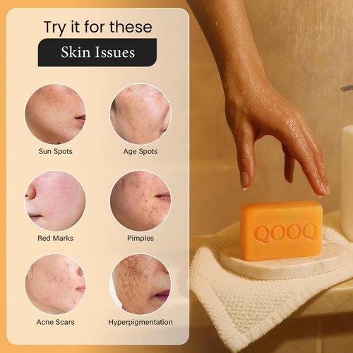 Turmeric Kojic Acid Soap for Dark Spots Brightening – Face and Body Wash with Vitamin C, E, Shea Butter, Jojoba oil, Grape Seed Oil & Glycerin – Soap for Women & Men (120g x 2)