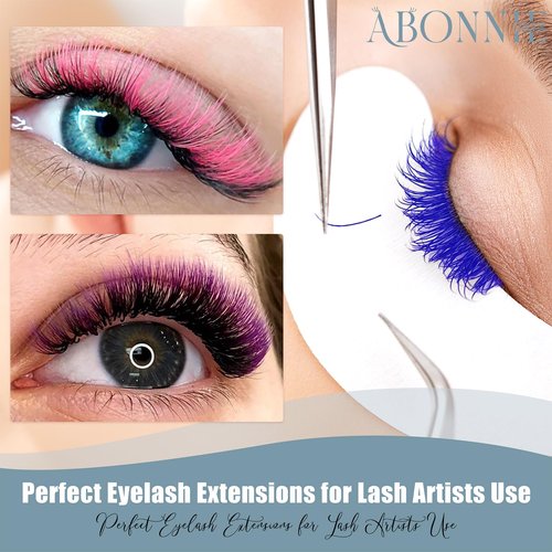 ABONNIE Colored Lash Extensions, Easy Fan Eyelash Extensions 0.07 D Curl 16mm Mix Volume Lash Extensions, Lash Fan for Professional Salon Supplies (0.07-D-Blue Ombre 16mm)