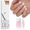 BTArtbox French Tip Press-On Nails - White & Pink Long Square Acrylic Nail Extensions