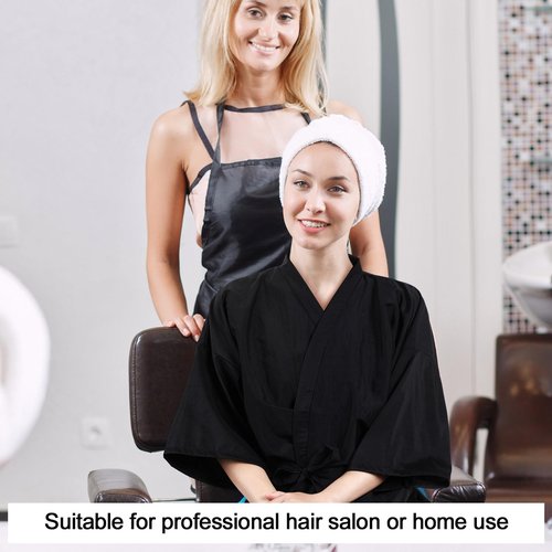 Toulite 8 Pieces Salon Robes Smock for Clients Hair Salon Gown Cape Black Barber Smock Kimono Style Hair Stylist for Clients(1 Pocket)