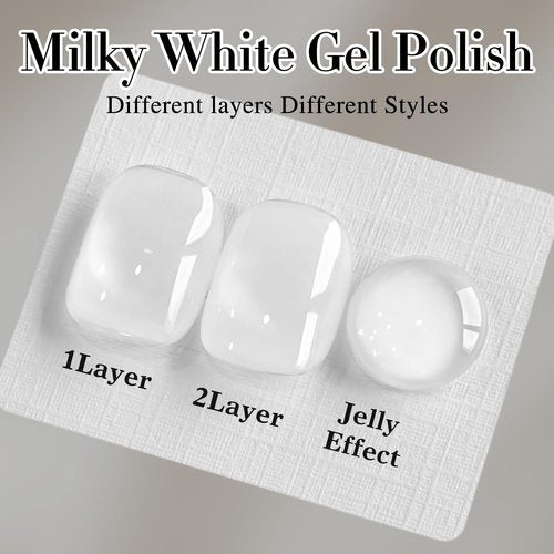 Double Rhythm Gel Nail Polish - Pure Sheer Soak Off Formula | Milky White 15ML for DIY Manicure