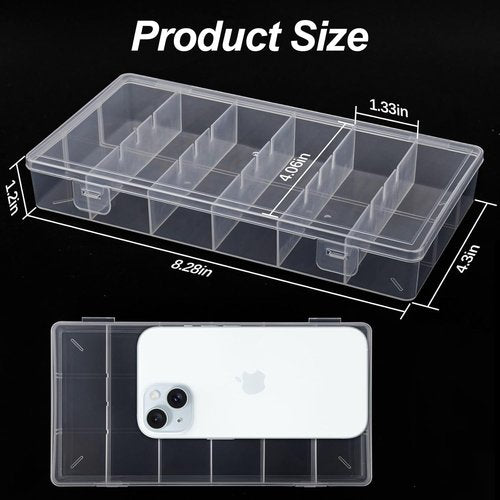 Skiennix Clear Plastic Storage Box - Versatile Organizer for Cosmetics, Jewelry & Hardware (2-Pack)