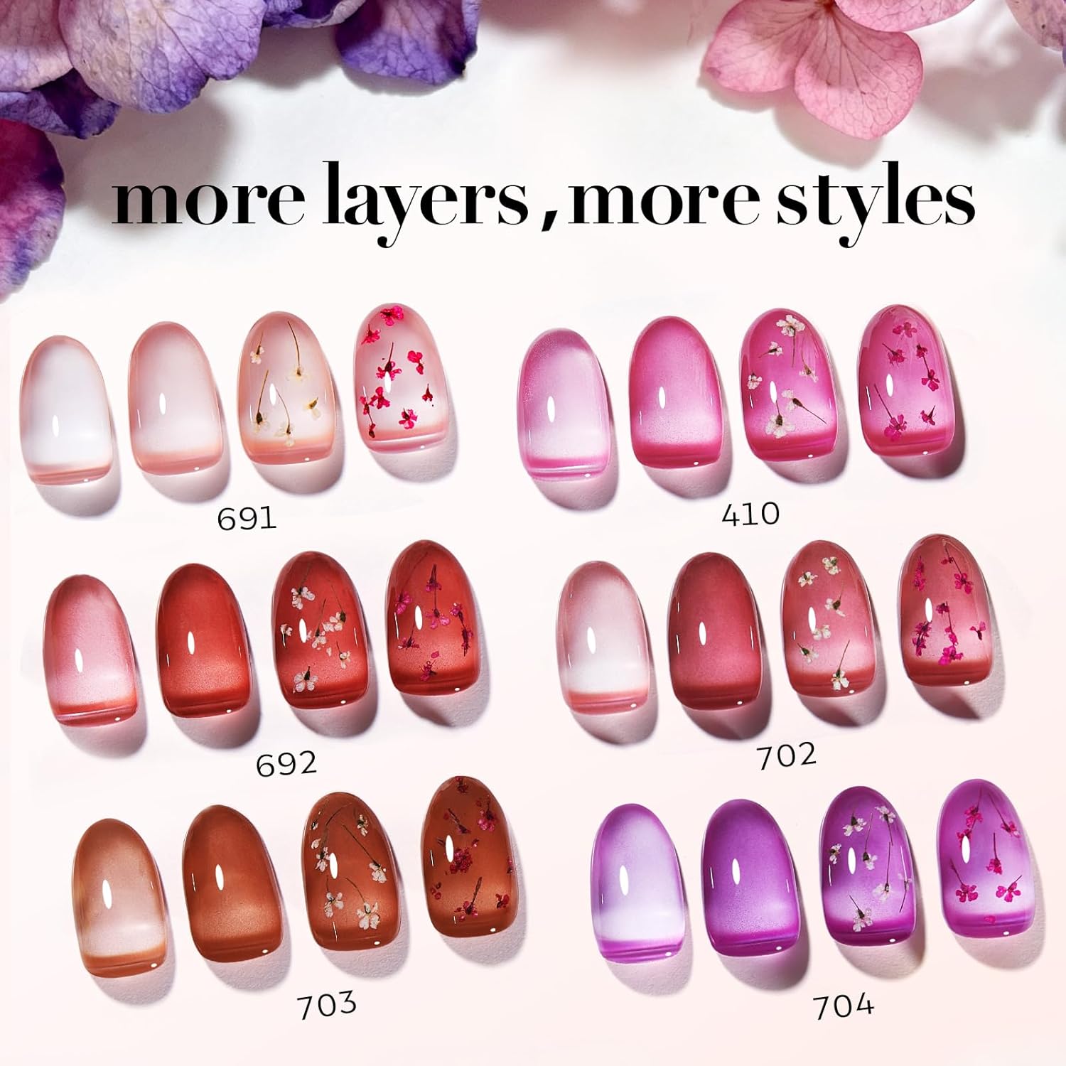 AZUREBEAUTY Dip Powder Set - 6 Pcs Blush Pink Jelly for Salon-Quality French Nail Art at Home
