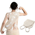 Natural Sisal & Ramie Exfoliating Back Scrubber for Shower with Handle - Deep Cleanse Back Scrubber, Scrub Spa Tool for Glowing Skin & Whole Body Care