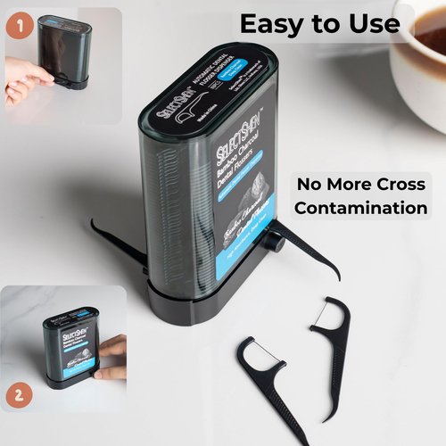 Dental Floss Picks, 288 Count (88 Flosser Dispenser + 200 Refills) – Bamboo Charcoal Floss, Refillable,Easy Travel Oral Care by SelectShen™