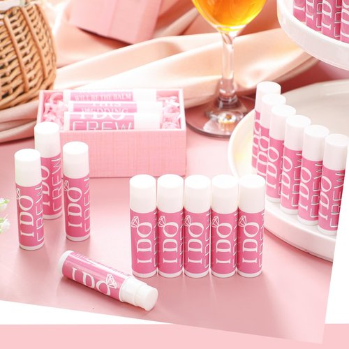 Suttmin 24 Pcs Bachelorette Lip Balm I Do Crew Wedding Party Gifts Bachelorette Lip Balm Gift Wedding Favors for Party Guest Supplies(Pink)