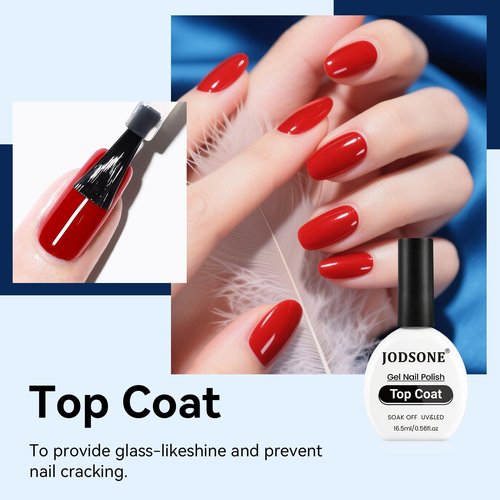 JODSONE Gel Top Coat - No Wipe, Glossy Shine Finish, Long Lasting | 16.5ml for Salon & DIY Nail Art