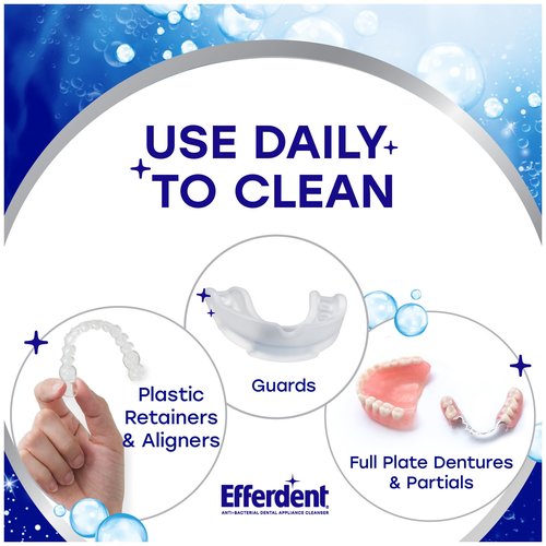 Efferdent Denture Cleaner Tablets – Deep Clean Brightening for Dental Appliances, Aligners, Mouth Guard, and Retainer Cleaner Tablets, Complete Clean, 126 Count
