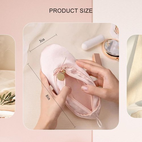 Ballet Shoe Pink Makeup Bag,Small Cosmetic Bag Dance Bag for Girls,Cute Makeup Bag for Purse Pencil Case Mini Bow Cosmetic Travel Makeup Brush Organizer,Dance Recital Gifts for Girls Ballerina Dancer