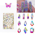 HNUIX Nail Rhinestones - 300pcs Crystals AB, Multiple Shape Gems, Flat Back Rhinestones, for Nail Art