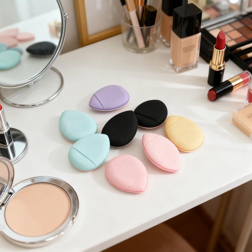 30 Pcs Mini Powder Puff & mini makeup sponge Set，with Storage Box - setting powder puff, Dual-Use (Dry/Wet) for Foundation, Concealer & Eyeshadow - Soft.Finger powder puff&makeup puff， Makeup Sponge