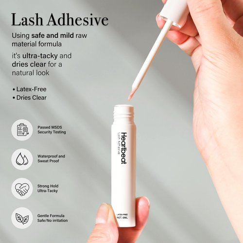 Happy Heartbeat False Lashes Natural Look Thin Band Eyelashes,Wispy Soft Cat Eye Volume Reusable Strip Fake Lashes,with Lash Glue and Eyelash Curler Professional Kit (LS1 Kit)