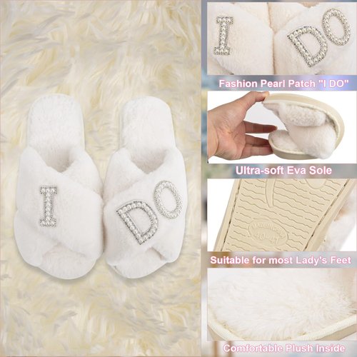 Bridal Shower Gifts for Bride - 5 Pcs Bride to Be Gift Set, I DO Slippers, Makeup Bag, Heart Sunglasses, Jewelry Box, Hair Clip, Cool Bachelorette Engagement Wedding Day Party Accessories for Her