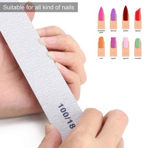 50 Pcs Nail Files for Acrylic Nails 100/180 Grit Double Sides Emery Boards Fingernail Files, Professional Nail Buffering Files