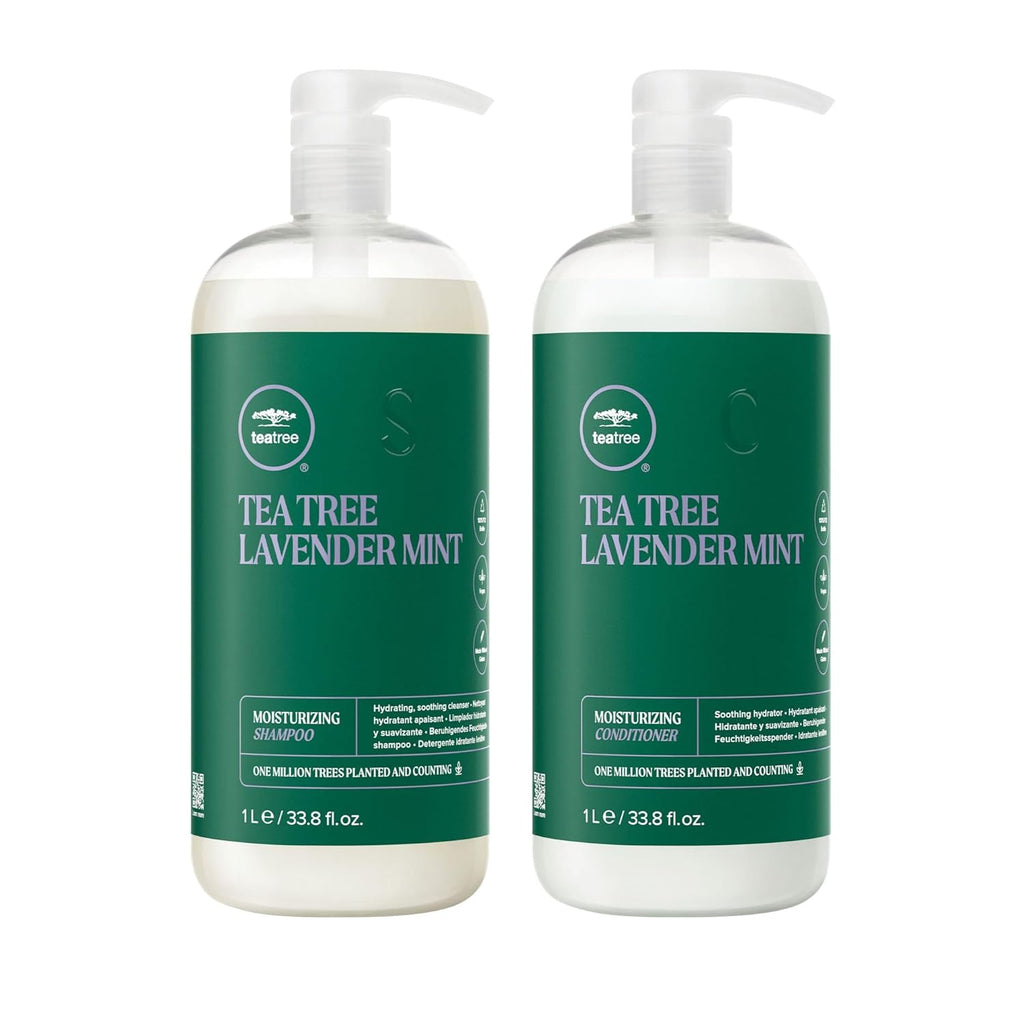 Tea Tree Lavender Mint Shampoo & Conditioner Set - Hydrating & Soothing for Coarse, Dry Hair | 33.8 fl. oz
