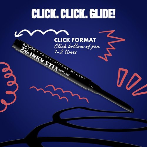 NYX Professional Makeup Epic Inky Stix Eyeliner - Waterproof Cream Gel Formula | 24HR Long-Lasting Wear - 01 Black Screen (Matte Black)