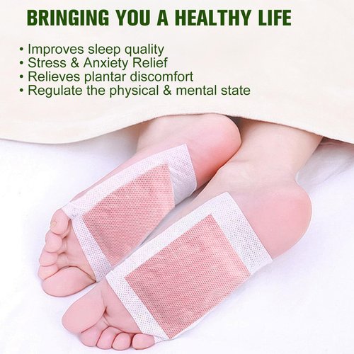 10PCS Deep Cleansing Foot Pads, Adhesive Sheets for Foot and Body Care Better, Natural Ginger Powder Bamboo Vinegar Foot Patches, Relieve Stress, Improve Sleep and Relaxation