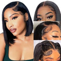 Short Bob Wig Human Hair 13x4 Frontal Bob Wigs 180% Density Glueless Wigs Pre Plucked Short Bob Wigs for Black Women (10 inch)
