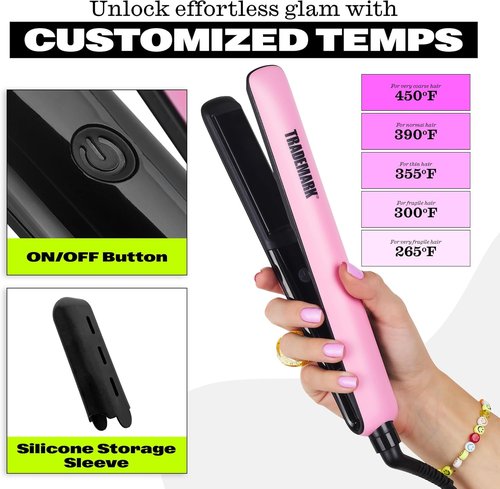 Trademark Beauty Cosmic Iron - Professional Hair Straightener for Effortless Styling | Pink
