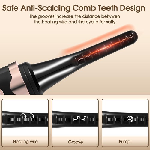 Heated Eyelash Curler, Electric Lash Curler with Fast Heating in 3s, 24 Hours Long-Lasting Curl, Battery Operated with Led Display, Travel-Friendly, for Women Girls, Perfect for Home and Travel