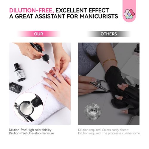 SAVILAND Airbrush Gel Nail Polish Dilution-free: Hema-Free 20 ml No Clogging White Airbrush Nail Polish Non-Acetone Nail Gel P olish for High Pigmented Colors Airbrush Polish for Ombre French Nail