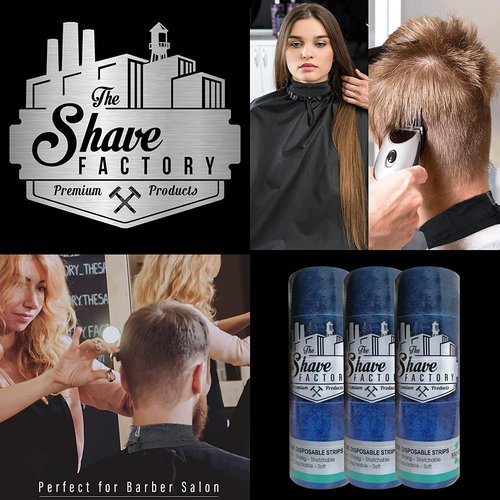 The Shave Factory Neck Strip, Disposable Barber Paper Roll (3 Rolls, White, Protects Your Neck, Hygienic Option for Barbers, Unisex, All Ages)