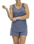 No Nonsense Women's Sleep Tank and Pajama Short 2 Piece Sleepwear Set, Vintage Indigo, XX-Large