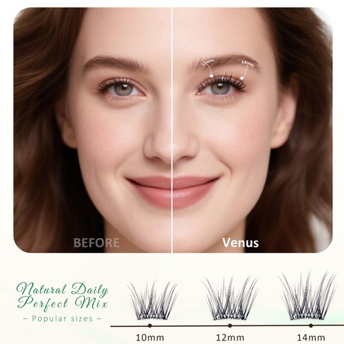 EHSZM BEAUTY POP PRESS 12-14mm Self-Adhesive Lash Clusters Kit, Natural-Curl, 1-Minute Pre-Glued Press-On, All-Day No-Fall, Thin Invisible Band, Natural Wispy Naked Makeup Look, Includes Tweezers