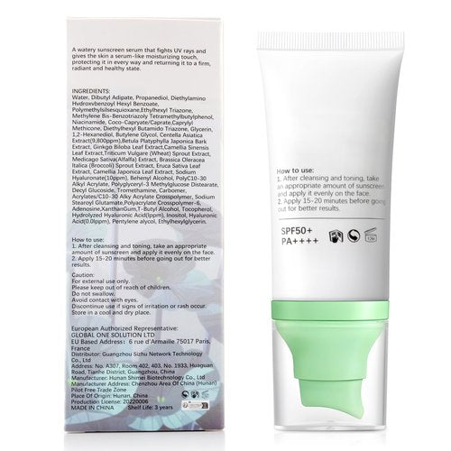 Centella Sunscreen SPF 50, Sunscreen for Face, Water Resistant Strong UV Protection No White Cast, Centella Madagascar Face Suntan Lotion Oil Free Korean Skincare(Green 1)