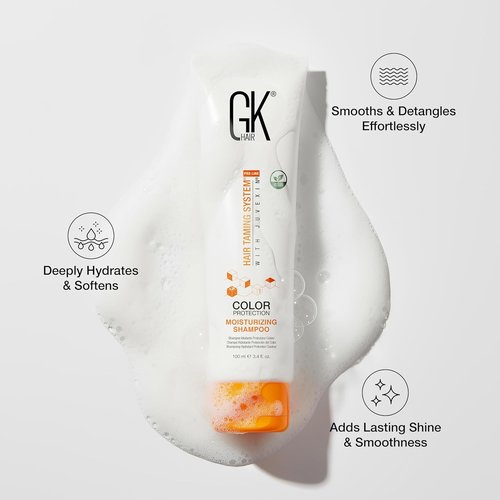 GK HAIR Travel Size Shampoo & Conditioner Set - Curly Hair Color Protection with Aloe Vera & Parki Butter | 3.4 Fl Oz